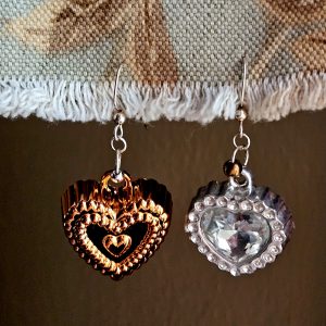 Gold and silver bedazzled heart earrings