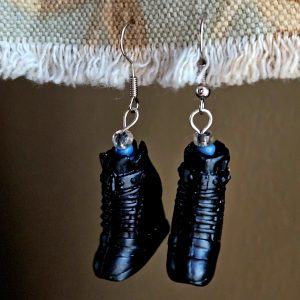 Black wedge sneaker earrings
