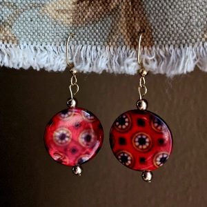 Red glass earrings
