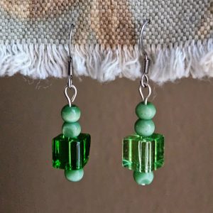 Green bead earrings