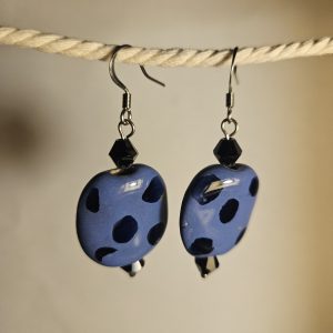 Blue polka dot earrings