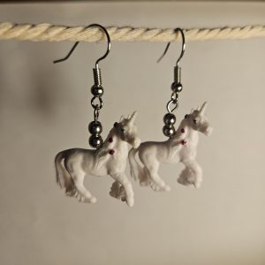 White unicorn earrings