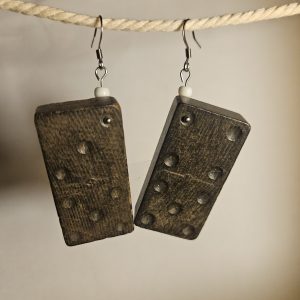 Wooden domino earrings