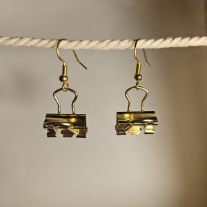 Gold binder clip earrings