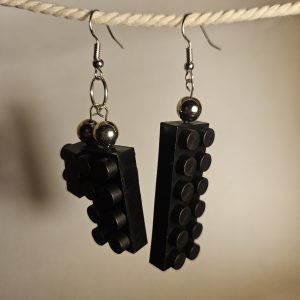 Black lego block earrings