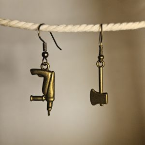 Tattoo machine and ax earrings