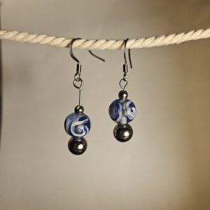 Blue glass bead earrings
